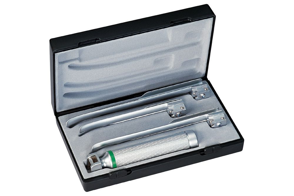 Fiber Optic Laryngoscope Set Macintosh top Intubation Blades 2.5V LED Handle Larynx